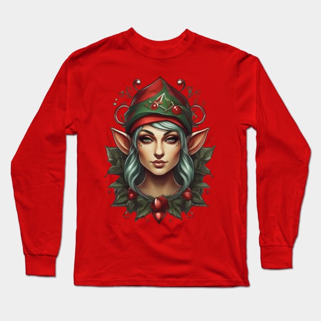 Holiday Elf: Elf Illustration for the Holidays! Long Sleeve T-Shirt by emblemat2000@gmail.com